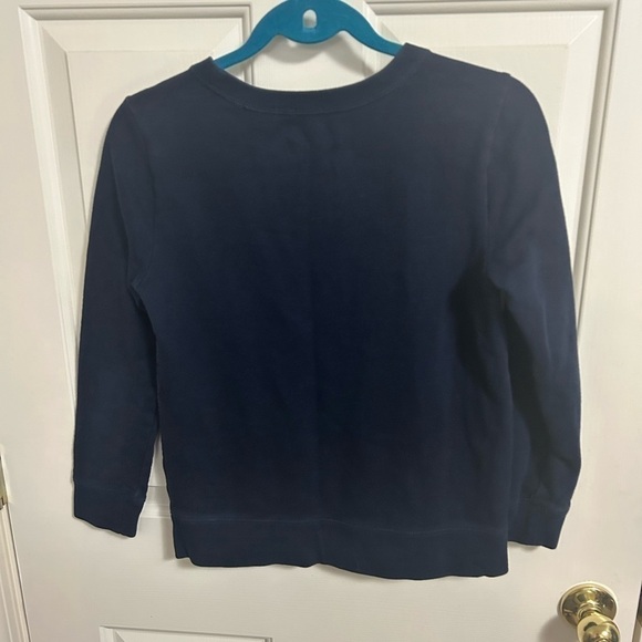 J. Crew Eyelet Front Sweatshirt Top Navy Blue Size Small - Picture 4 of 4